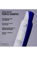 Load image into Gallery viewer, Schwarzkopf BLONDME Bond Repair Purple Shampoo